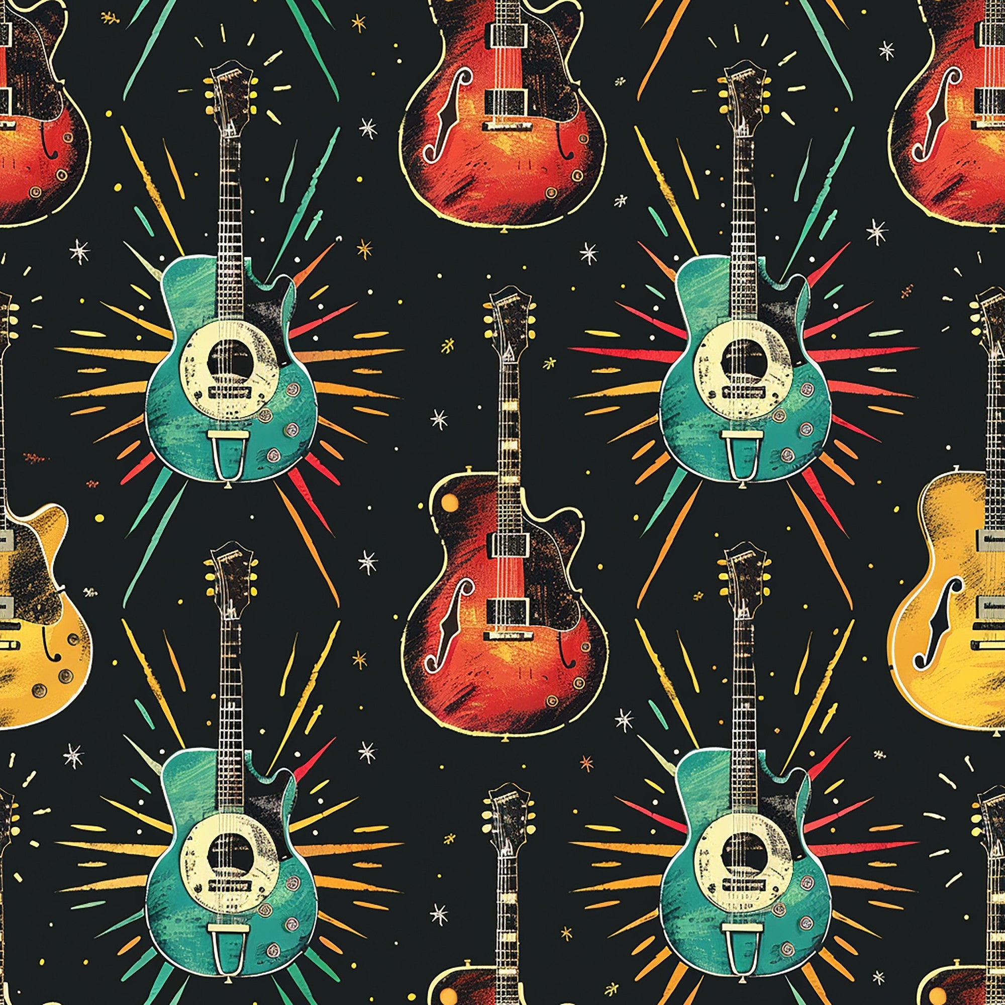 Rock Legends Guitars Pattern 3 Minky Fabric