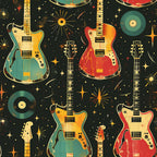 Rock Legends Guitars Pattern 5 Minky Fabric
