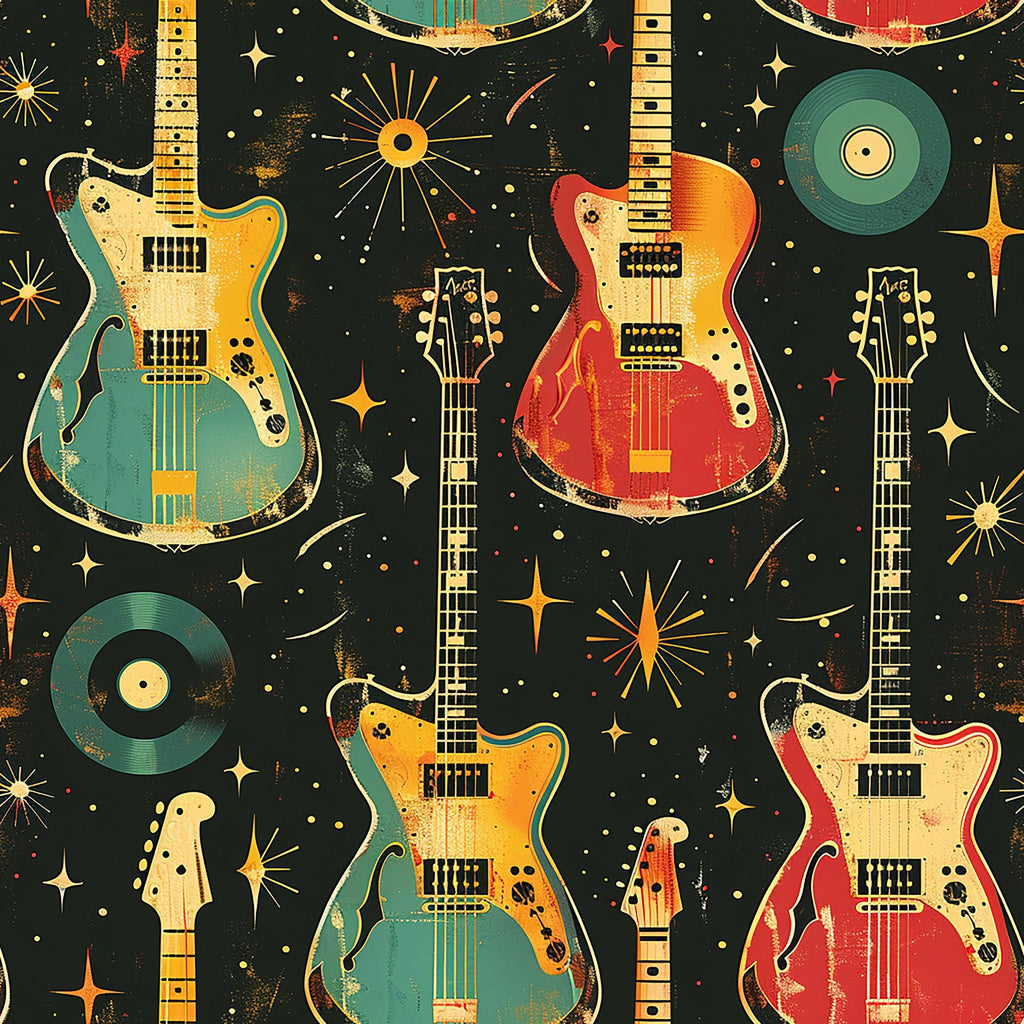 Rock Legends Guitars Pattern 5 Minky Fabric