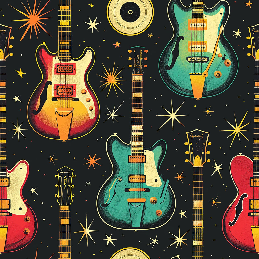 Rock Legends Guitars Pattern 6 Minky Fabric