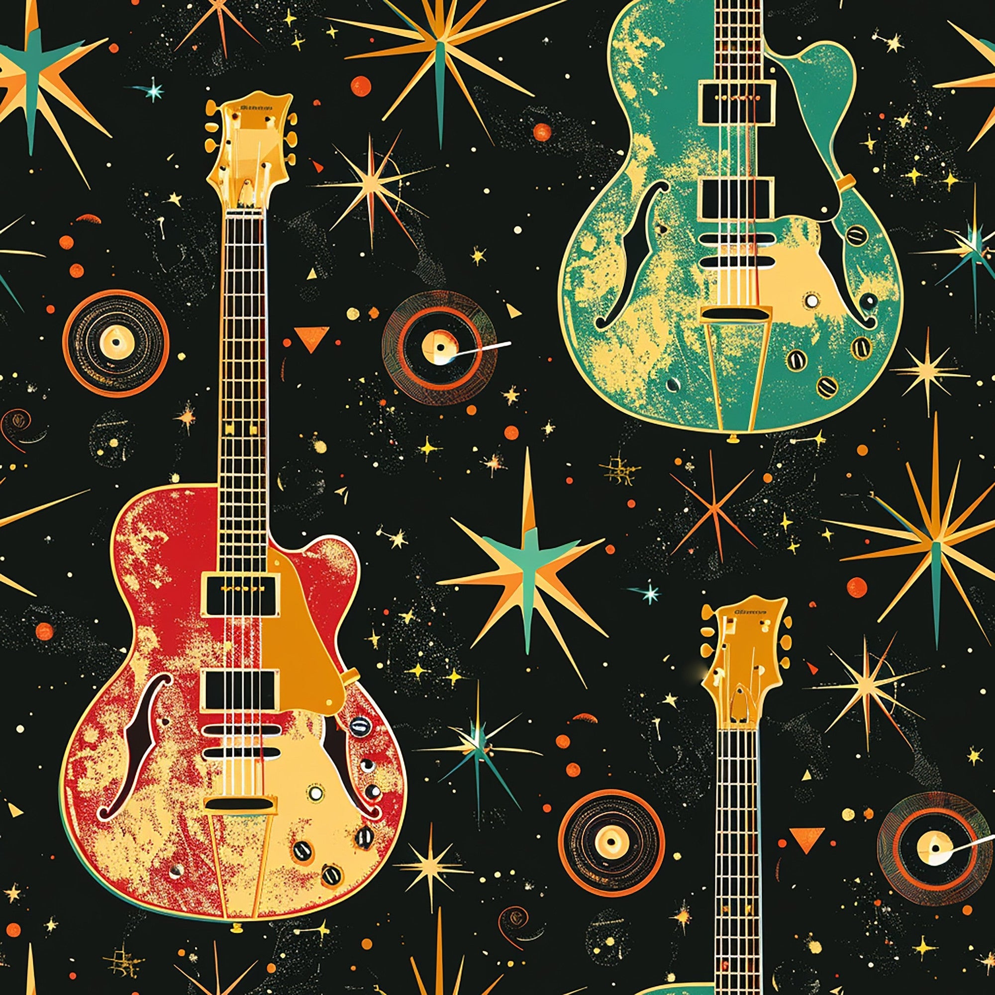 Rock Legends Guitars Pattern 8 Minky Fabric