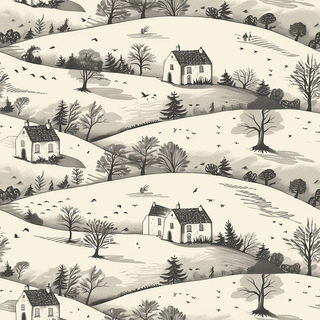 Countryside Cottages Pattern 2 Minky Fabric