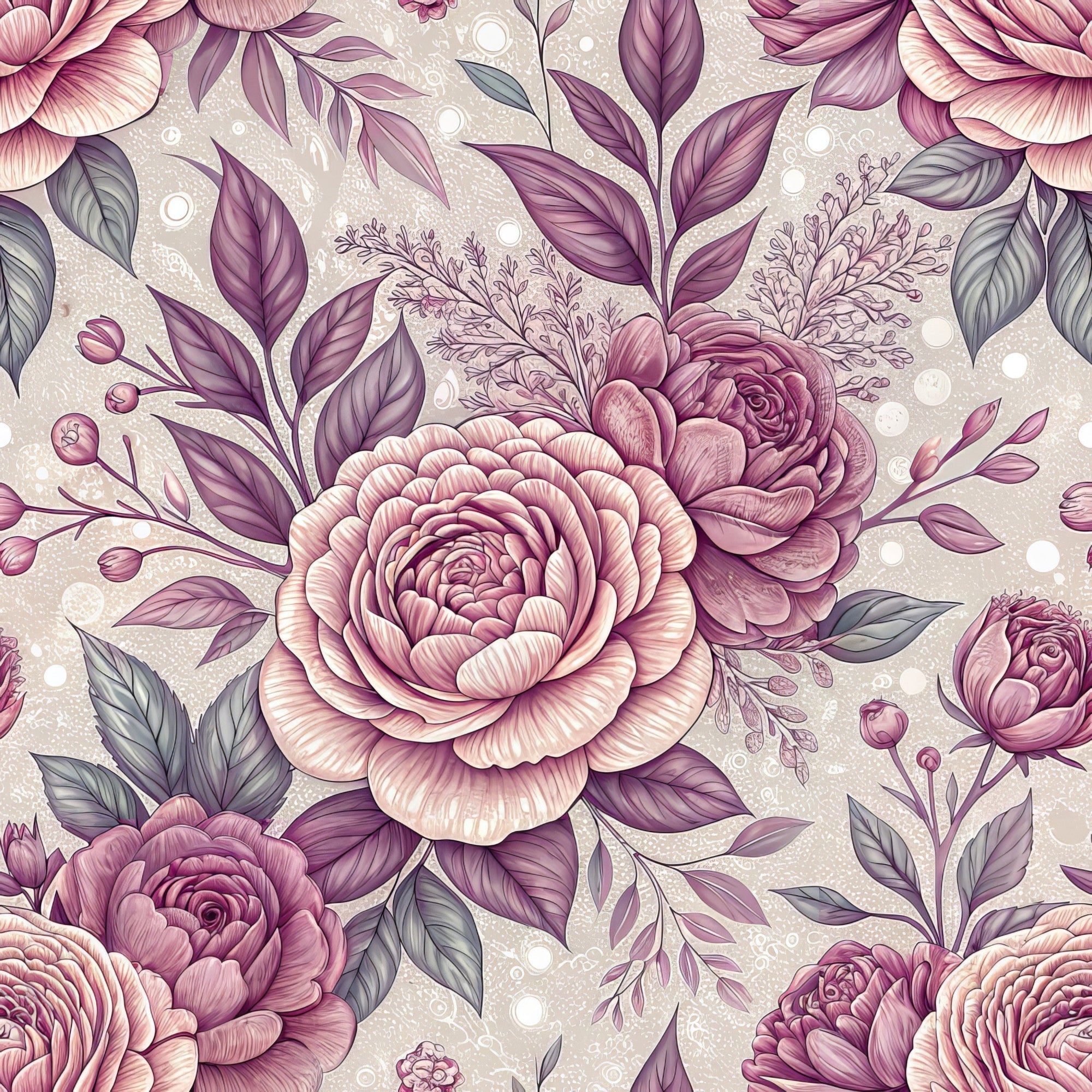 Dusty Rose Garden Pattern 12 Minky Fabric