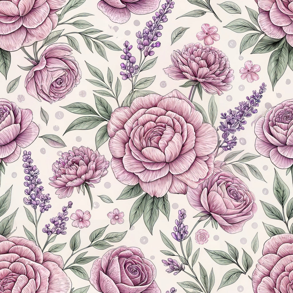 Dusty Rose Garden Pattern 13 Minky Fabric