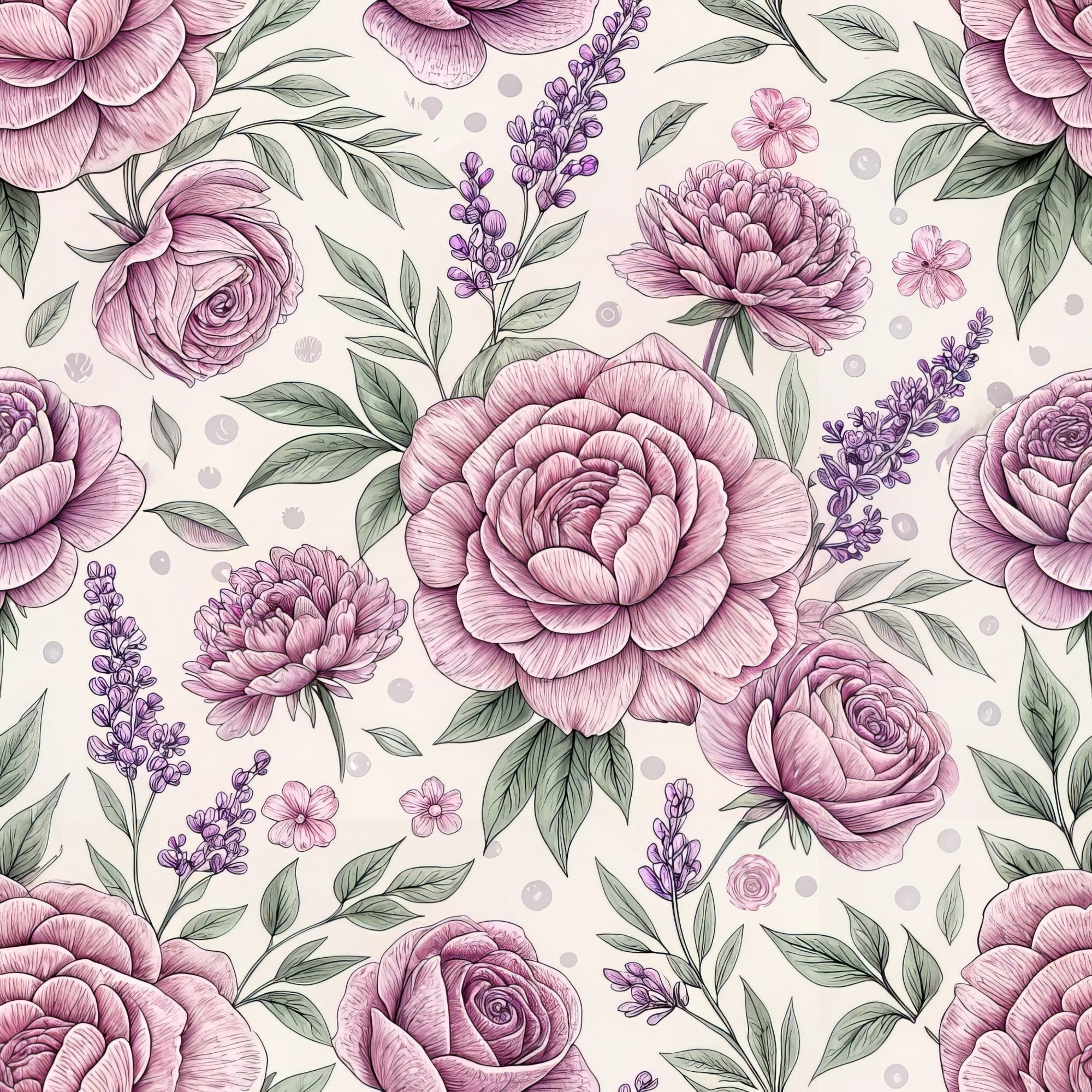 Dusty Rose Garden Pattern 13 Minky Fabric