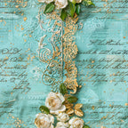 Gilded Lace Script Pattern 1 Minky Fabric