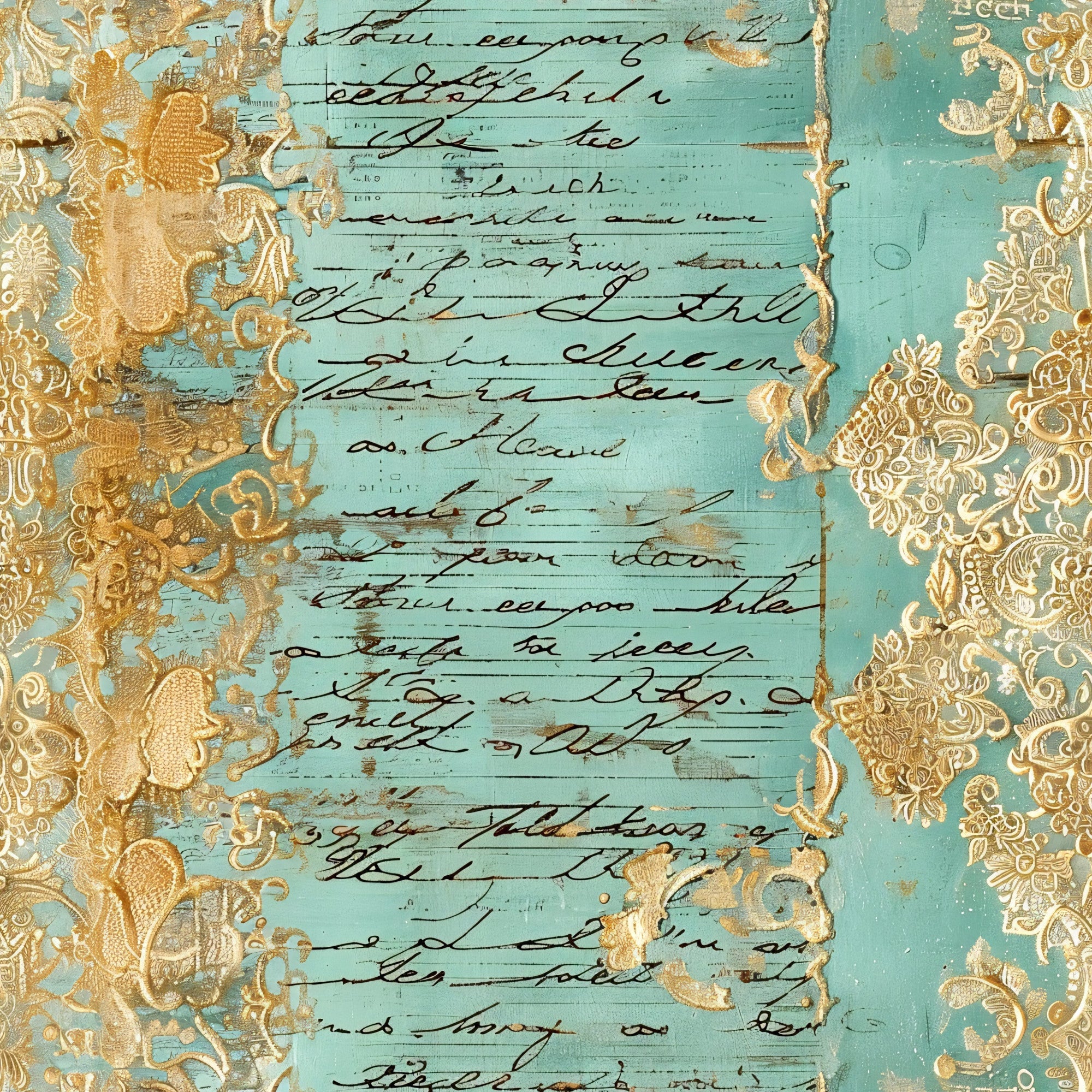 Gilded Lace Script Pattern 11 Minky Fabric