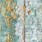 Gilded Lace Script Pattern 15 Minky Fabric