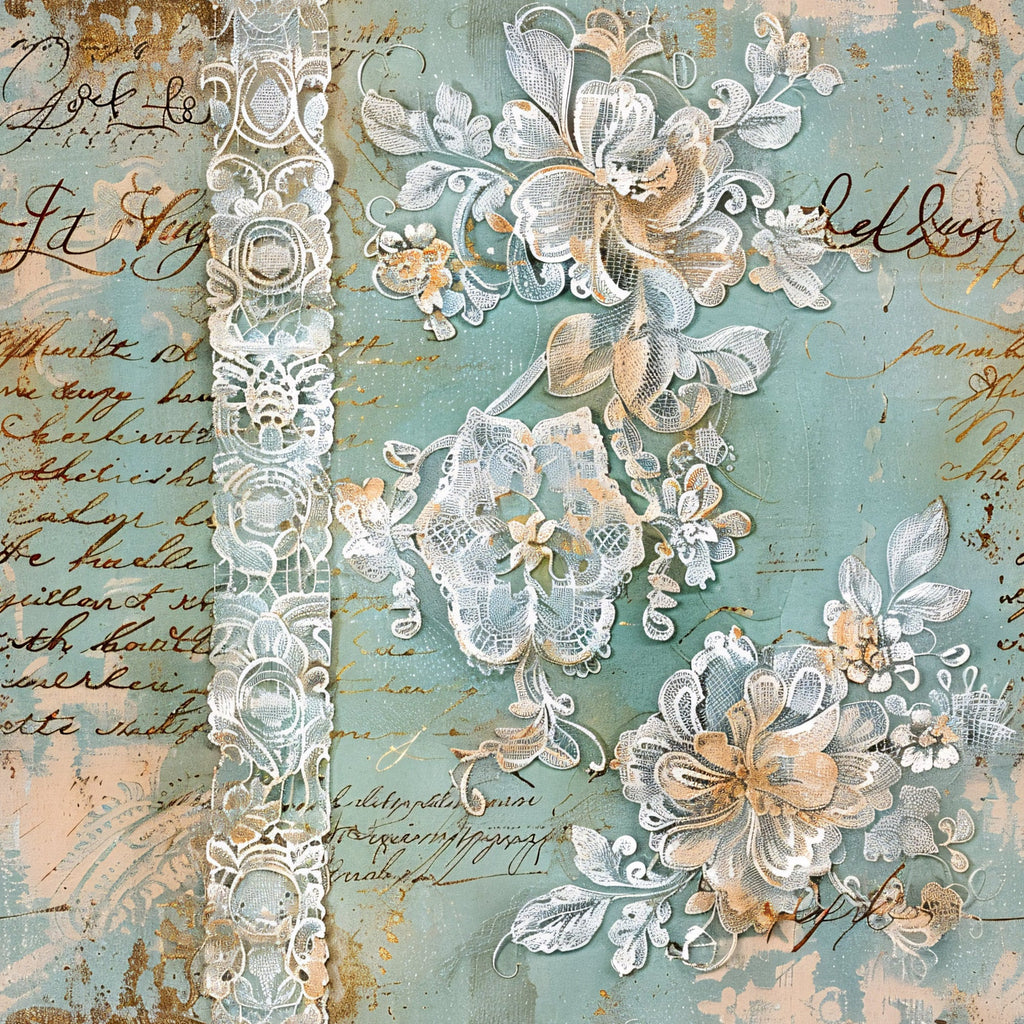 Gilded Lace Script Pattern 2 Minky Fabric