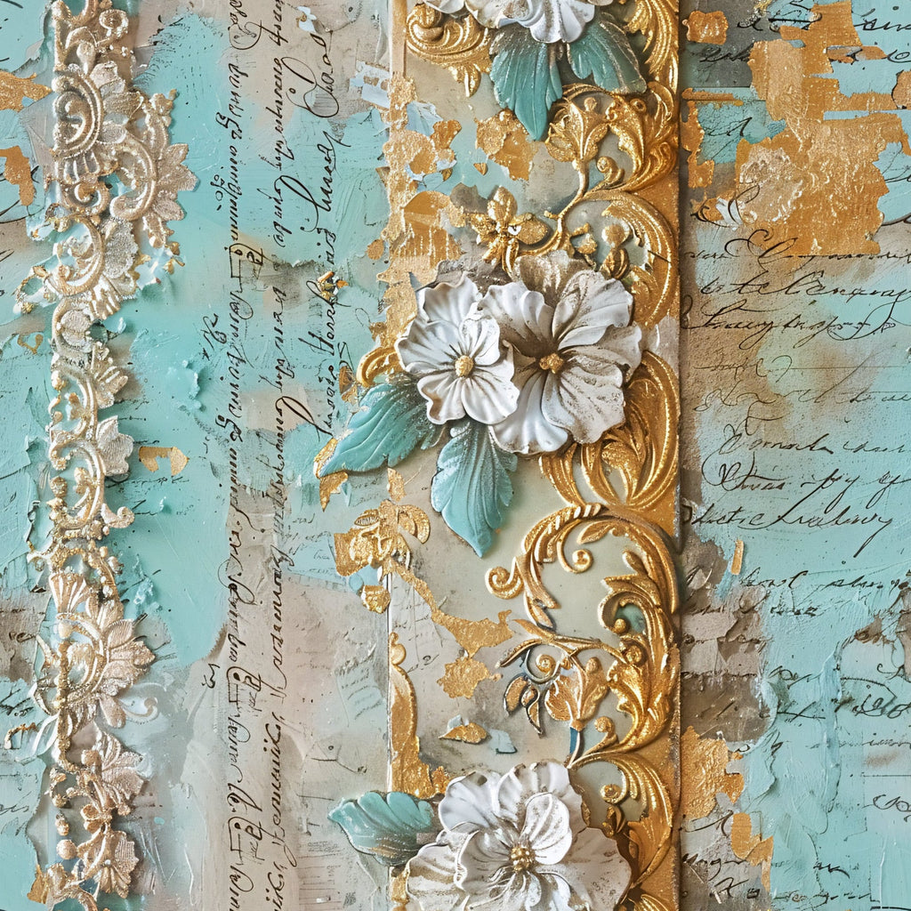 Gilded Lace Script Pattern 9 Minky Fabric