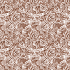 Pattern of sepia-toned roses densely layered, creating a continuous floral design.