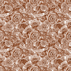 A seamless pattern of brown-toned roses densely arranged, creating an intricate floral design.