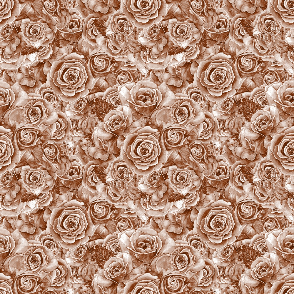 A seamless pattern of brown-toned roses densely arranged, creating an intricate floral design.
