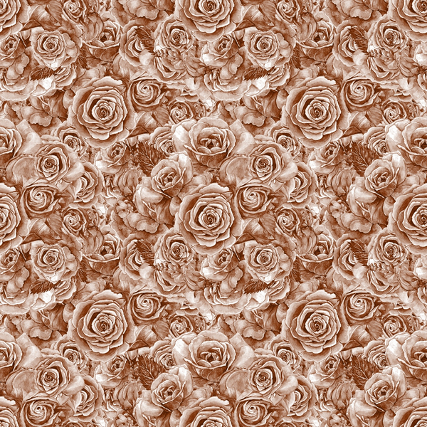 A seamless pattern of brown-toned roses densely arranged, creating an intricate floral design.