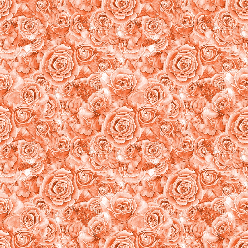 Seamless pattern of detailed, monochrome, peach-colored roses densely covering the entire image.