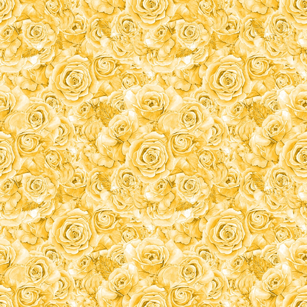 Pattern of yellow roses overlapping in a seamless floral design.