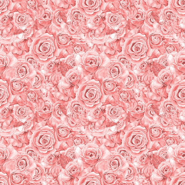 A seamless pattern of pink roses densely arranged, forming an intricate floral design.