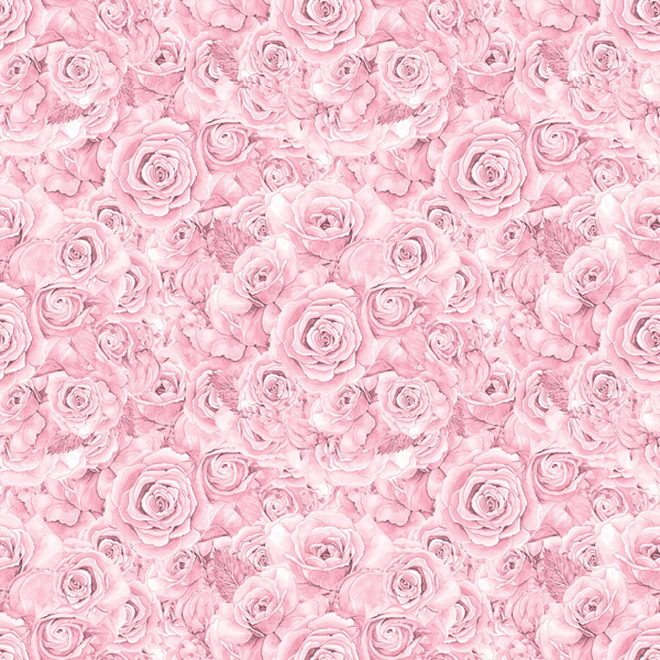 A seamless pattern of pink roses in full bloom, densely packed to cover the entire image.
