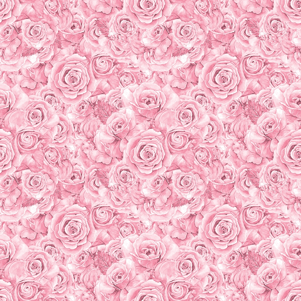 Pattern of overlapping pink roses and peonies with detailed petals, creating a seamless floral background.