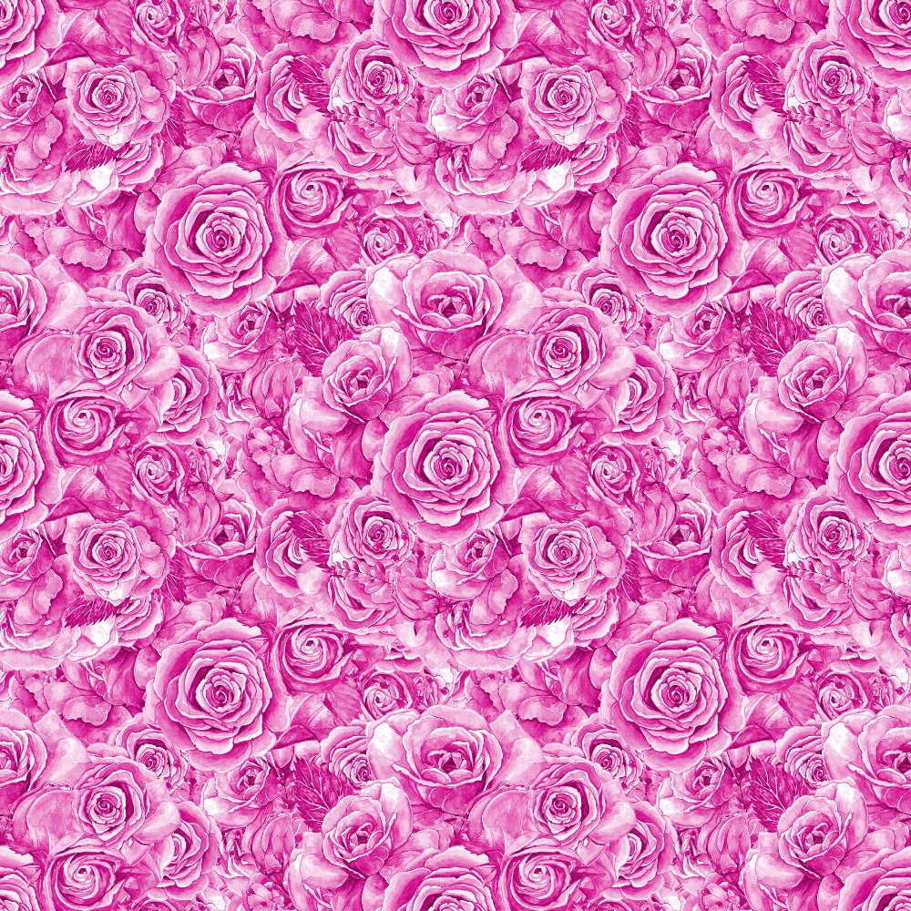 Seamless pattern of closely packed pink roses with detailed petals.