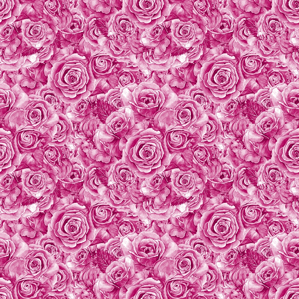Pattern of pink roses densely packed together, creating a decorative floral design.