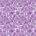 Pattern of overlapping purple roses in full bloom.