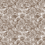 Seamless pattern of sepia-toned roses, densely packed in a repetitive design.