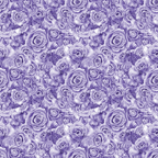 Pattern of various purple roses in full bloom, densely clustered and overlapping, creating a floral texture.
