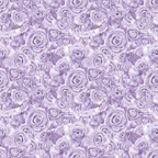 A seamless pattern of pale purple roses fills the image, with detailed petals and leaves creating a floral texture.