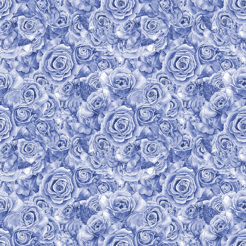 A seamless pattern of blue roses densely packed together, creating an intricate floral design.