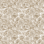 A seamless pattern of sepia-toned roses overlapping each other, creating a dense floral texture.