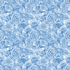 Pattern of blue roses densely arranged, creating a continuous floral background.