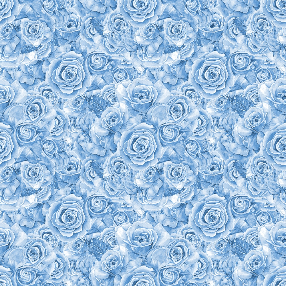 Pattern of blue roses densely arranged, creating a continuous floral background.