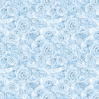 A detailed pattern of light blue roses densely arranged, creating a seamless floral background.