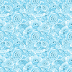 A seamless pattern of blue roses fills the image, creating a continuous floral background.