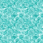 Pattern of turquoise roses densely packed, creating a seamless floral background.