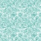 A seamless pattern of teal roses, densely arranged and overlapping, creating a floral texture.