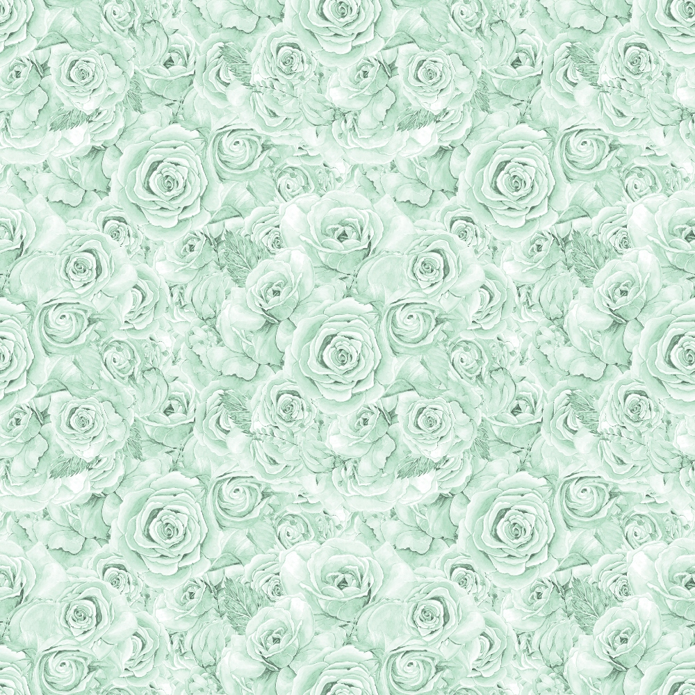 Seamless pattern of pale green roses densely packed together, creating a textured floral background.