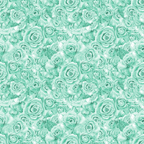 Pattern of teal roses tightly packed together, creating a seamless floral background.