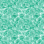 A seamless pattern of teal-colored roses, densely packed and overlapping, creating a vibrant floral design.
