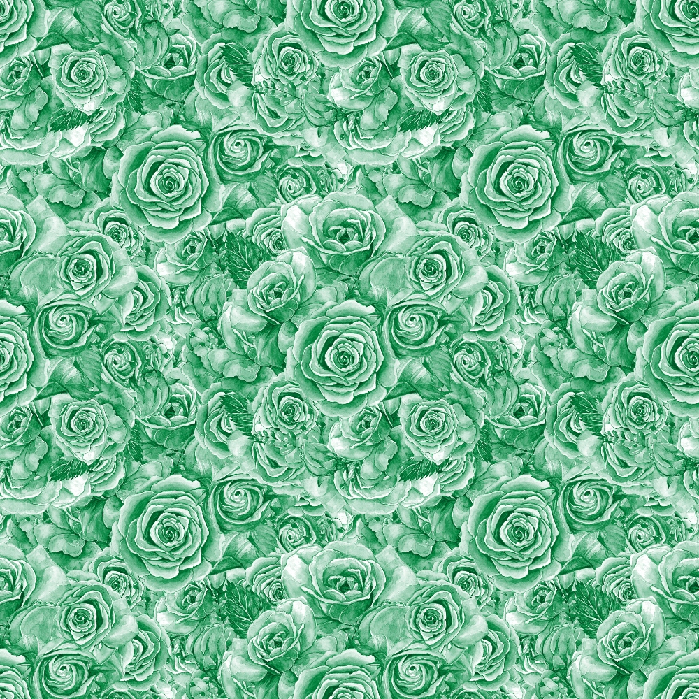 Pattern of green roses densely covering the entire image.