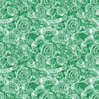 Pattern of green roses densely covering the entire image.