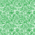 Pattern of green roses densely arranged with overlapping petals.