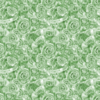 Pattern of green cabbage roses densely covering the image, creating a uniform floral design.