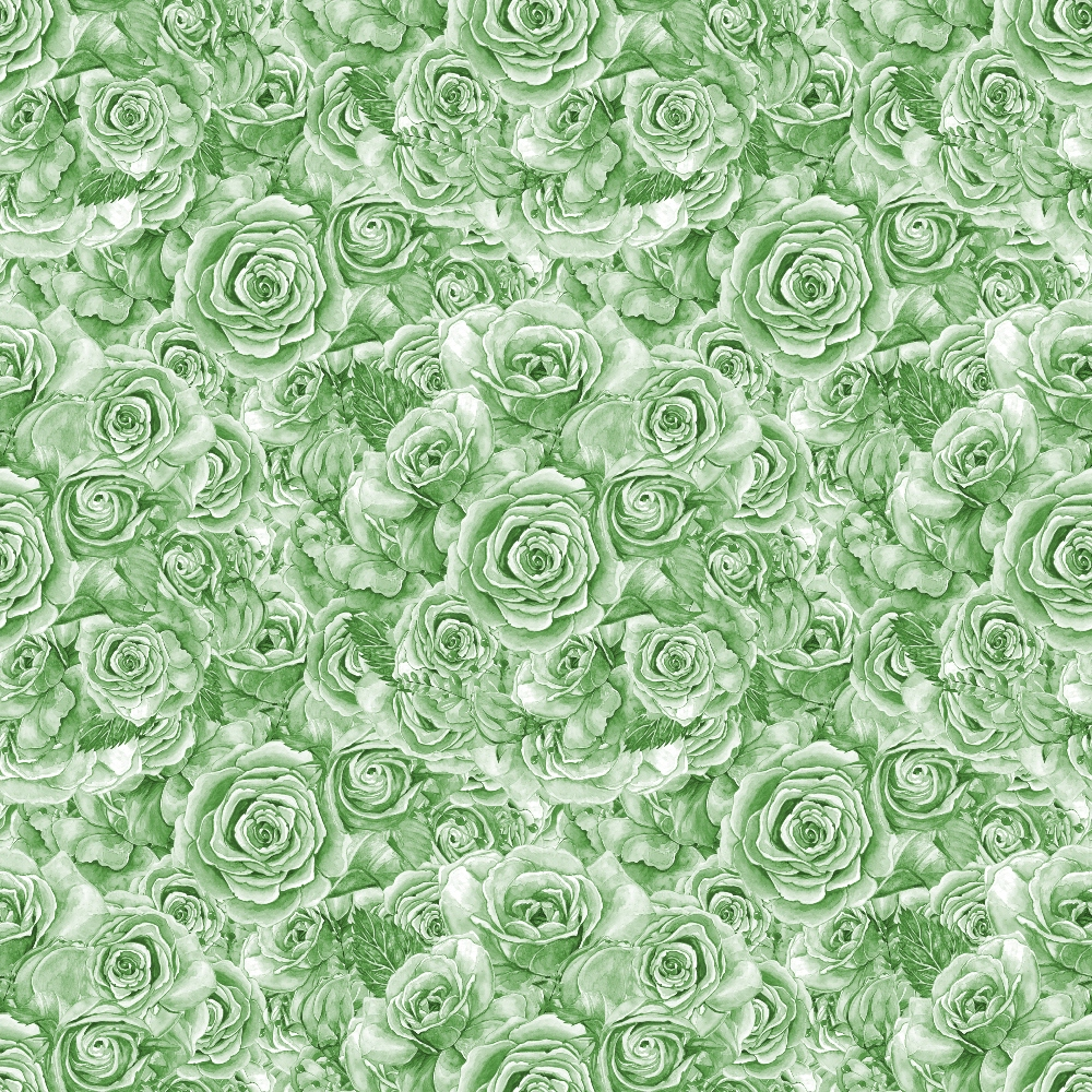 Pattern of green cabbage roses densely covering the image, creating a uniform floral design.