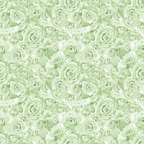 Pattern of green roses overlapping each other, creating a dense floral background.