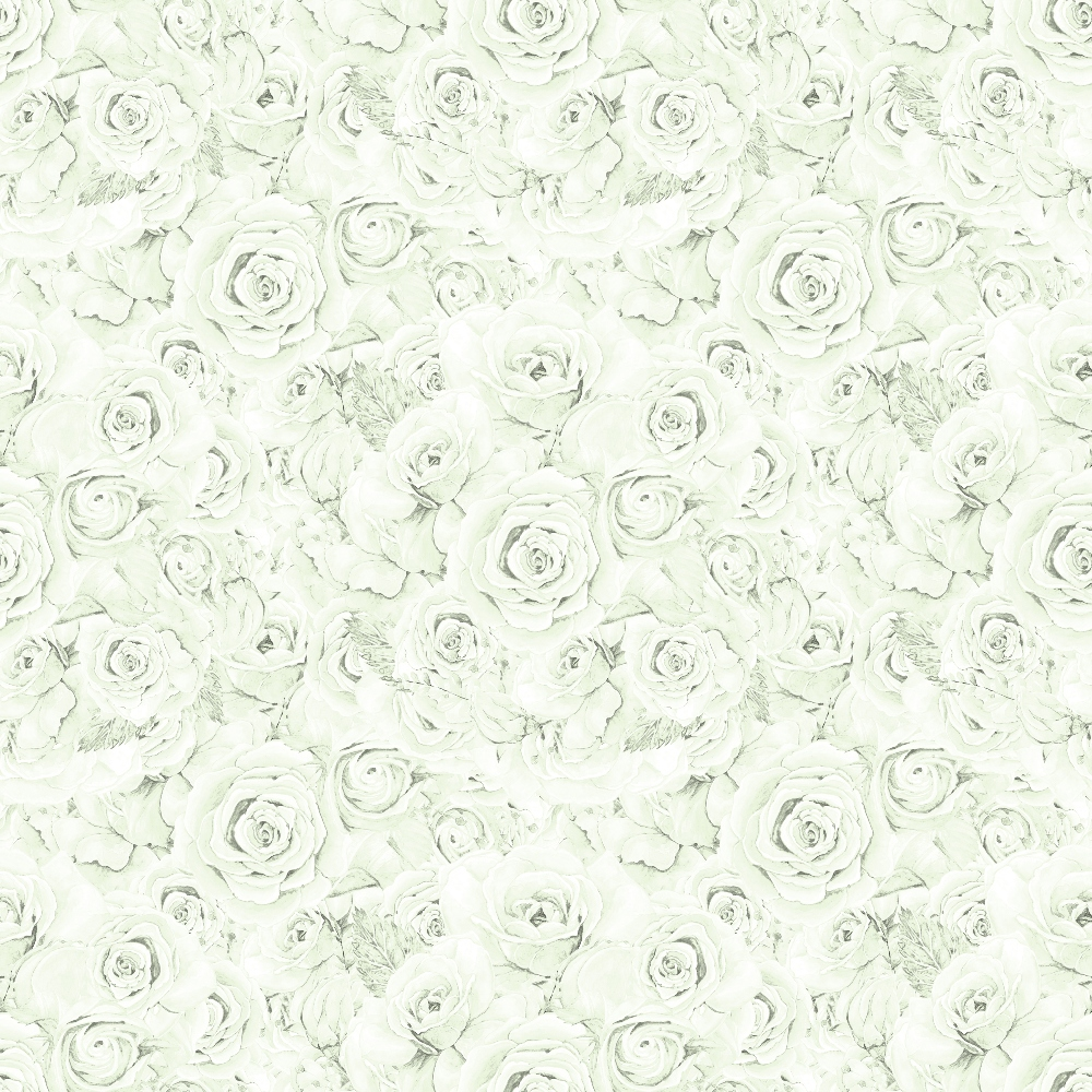 Pattern of soft, light gray roses in a detailed, repetitive floral design.
