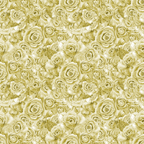 Seamless pattern of intricately detailed yellow roses with green hues filling the entire image.