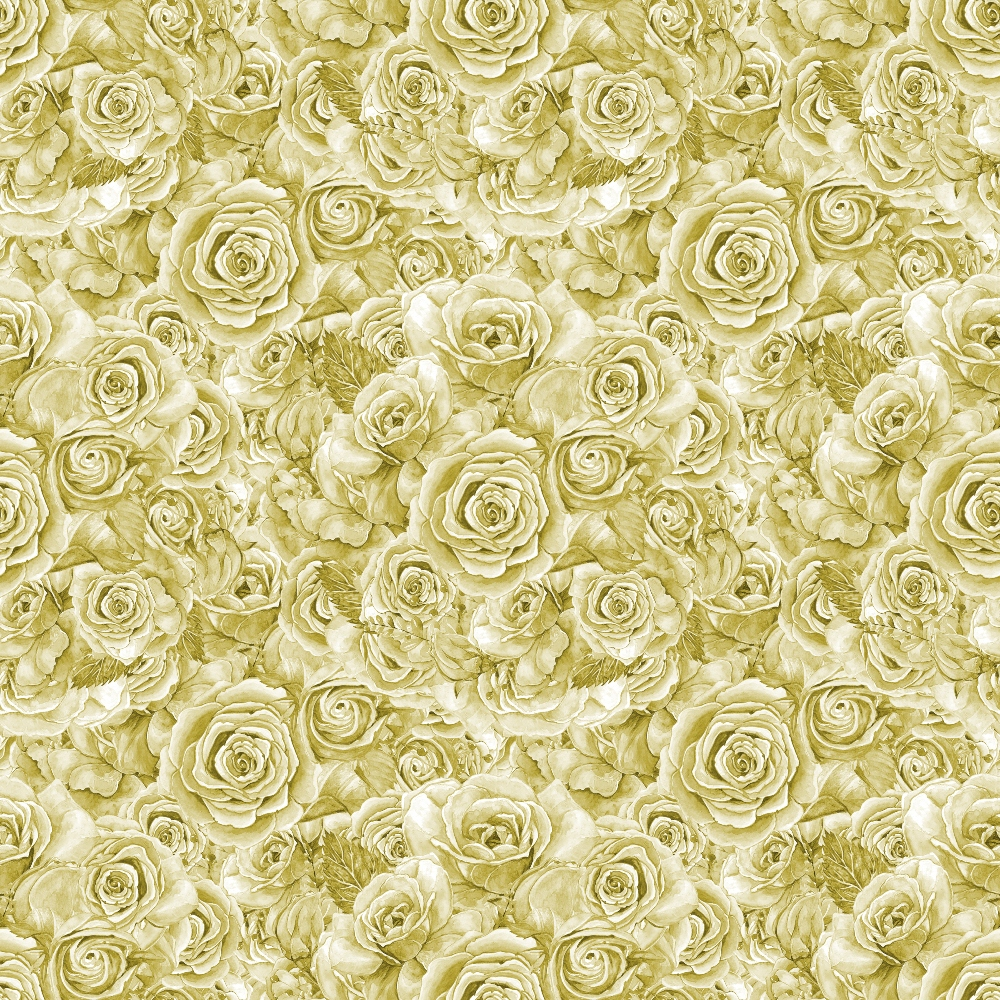 Seamless pattern of intricately detailed yellow roses with green hues filling the entire image.
