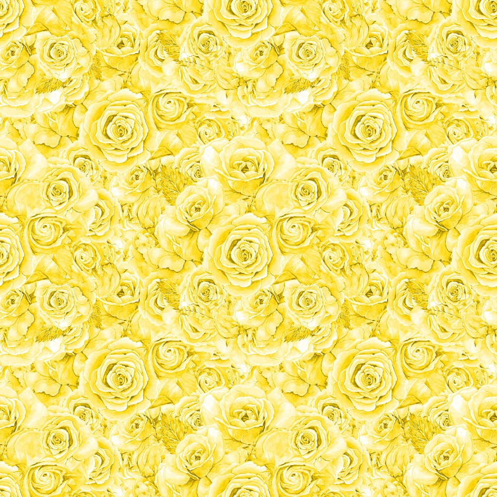 Pattern of yellow roses repeated across the image, creating a dense floral background.